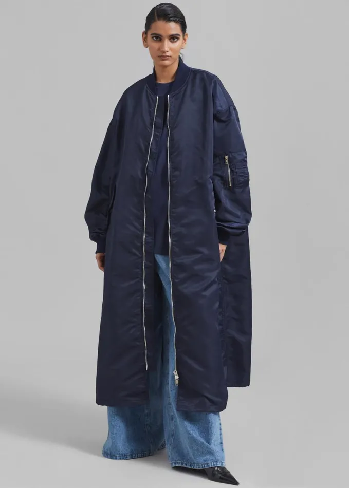 Clothing Women The Frankie Shop Isaac Oversized Bomber Coat 8211 Navy