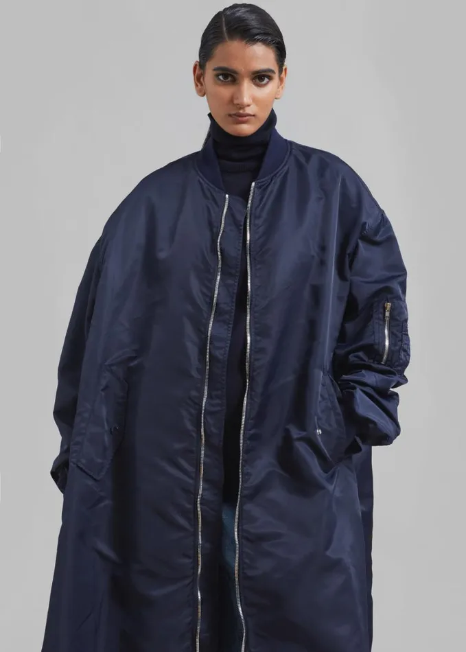 Clothing Women The Frankie Shop Isaac Oversized Bomber Coat 8211 Navy