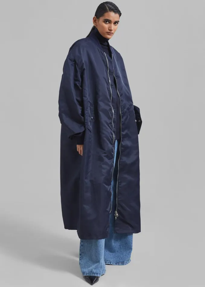 Clothing Women The Frankie Shop Isaac Oversized Bomber Coat 8211 Navy