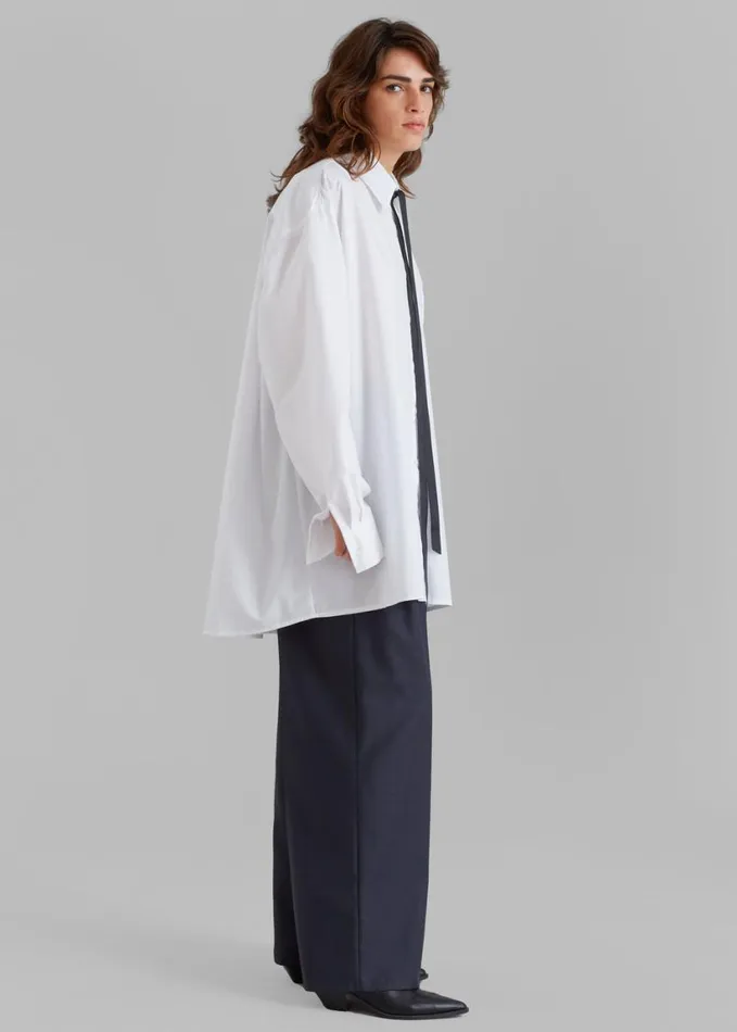 Clothing Women The Frankie Shop Jany TieNeck Shirt 8211 White
