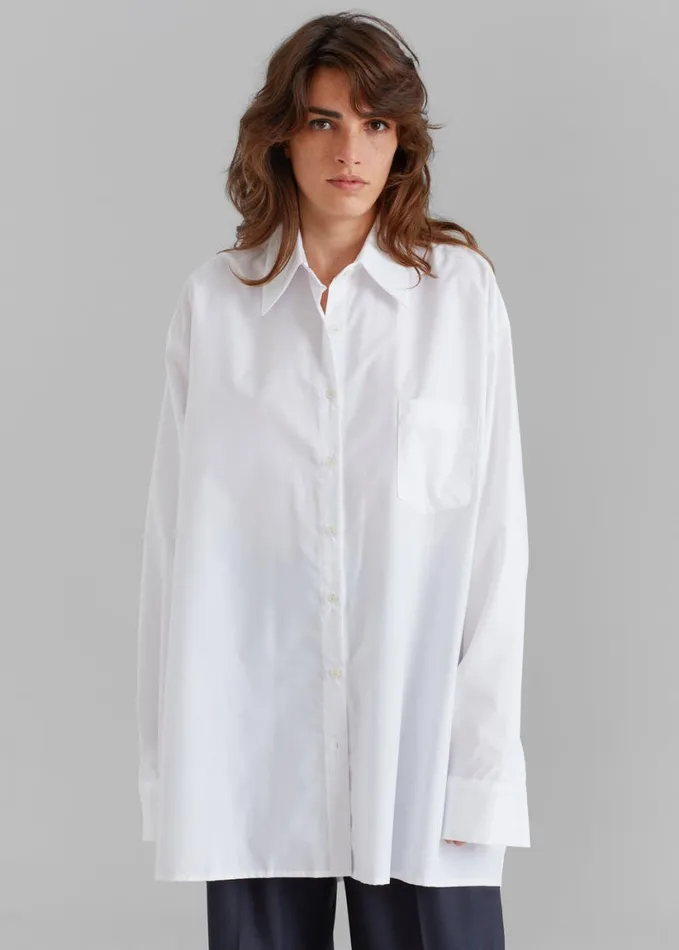 Clothing Women The Frankie Shop Jany TieNeck Shirt 8211 White