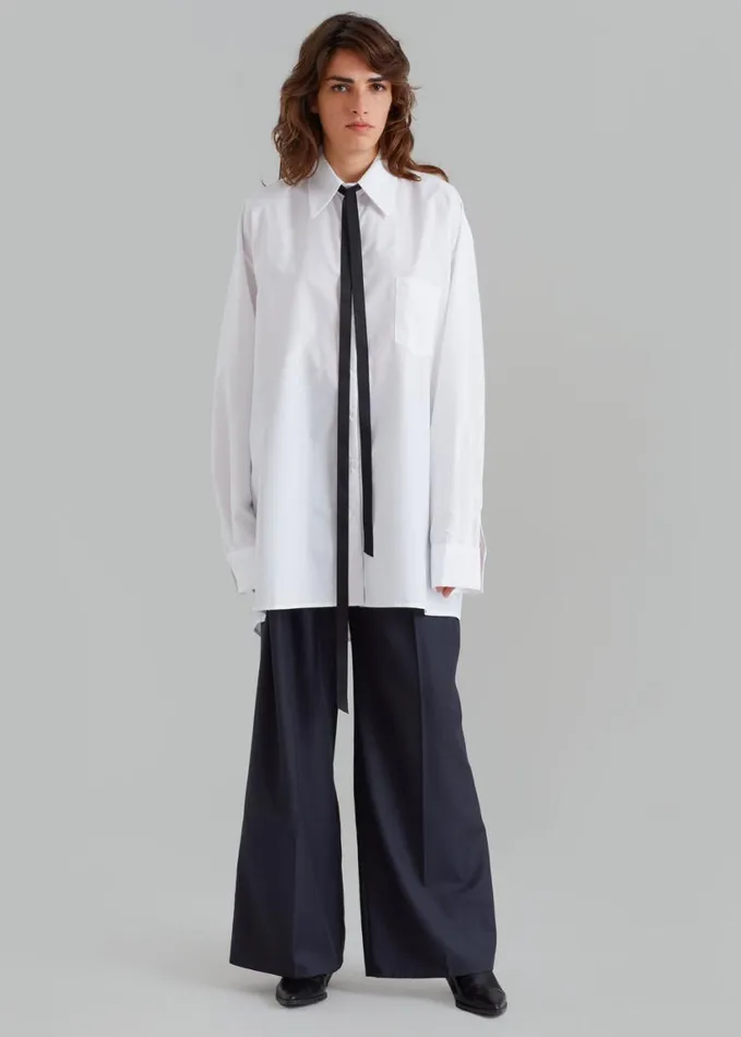 Clothing Women The Frankie Shop Jany TieNeck Shirt 8211 White