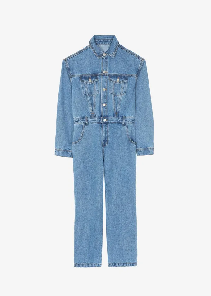 Clothing Women The Frankie Shop Jas Denim Jumpsuit 8211 Dark Indigo