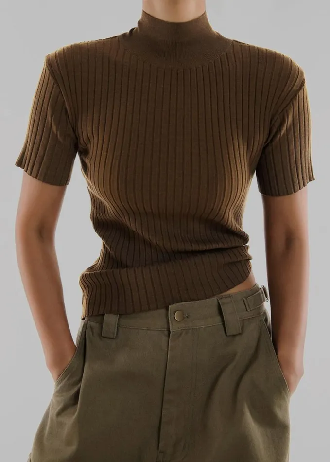 Clothing Women The Frankie Shop Jennis Turtleneck Top 8211 Olive Brown