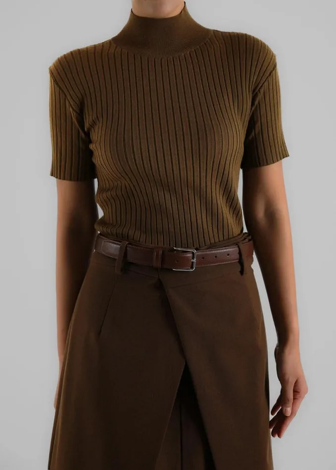 Clothing Women The Frankie Shop Jennis Turtleneck Top 8211 Olive Brown