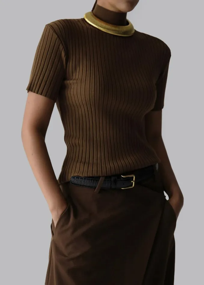 Clothing Women The Frankie Shop Jennis Turtleneck Top 8211 Olive Brown