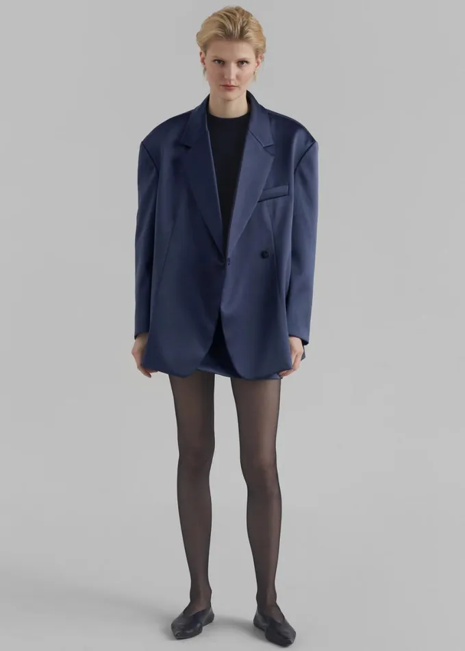 Clothing Women The Frankie Shop Jo Satin Blazer 8211 Navy