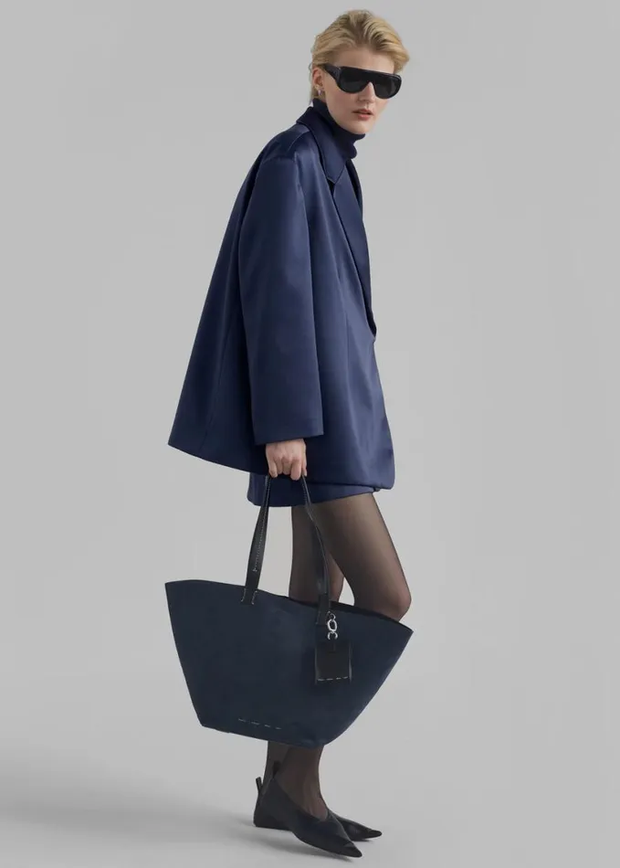Clothing Women The Frankie Shop Jo Satin Blazer 8211 Navy