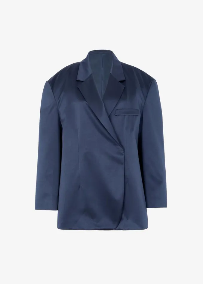 Clothing Women The Frankie Shop Jo Satin Blazer 8211 Navy