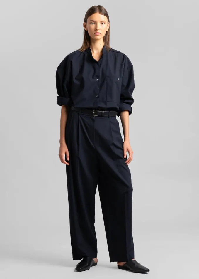 Clothing Women The Frankie Shop Jour Pleated Pants 8211 Deep Navy