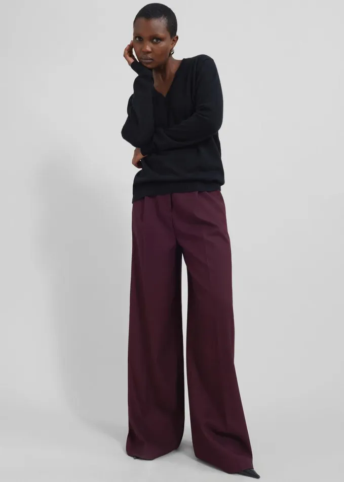 Clothing Women The Frankie Shop Kamila Wide Leg Trousers 8211 Burgundy