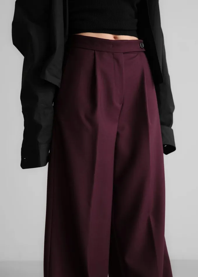 Clothing Women The Frankie Shop Kamila Wide Leg Trousers 8211 Burgundy
