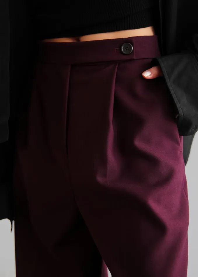 Clothing Women The Frankie Shop Kamila Wide Leg Trousers 8211 Burgundy