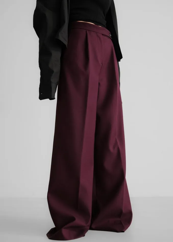 Clothing Women The Frankie Shop Kamila Wide Leg Trousers 8211 Burgundy