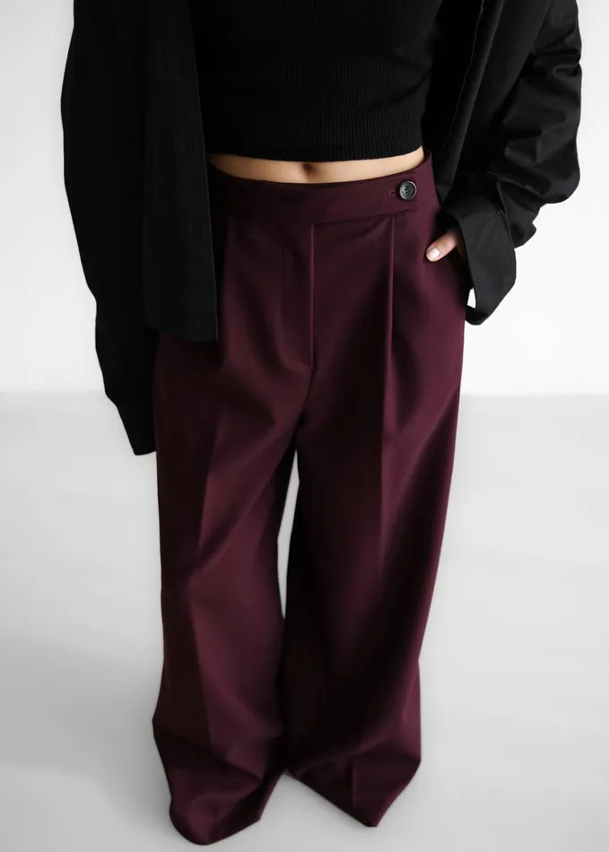 Clothing Women The Frankie Shop Kamila Wide Leg Trousers 8211 Burgundy