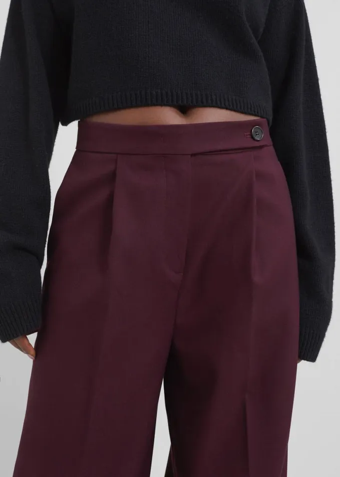 Clothing Women The Frankie Shop Kamila Wide Leg Trousers 8211 Burgundy