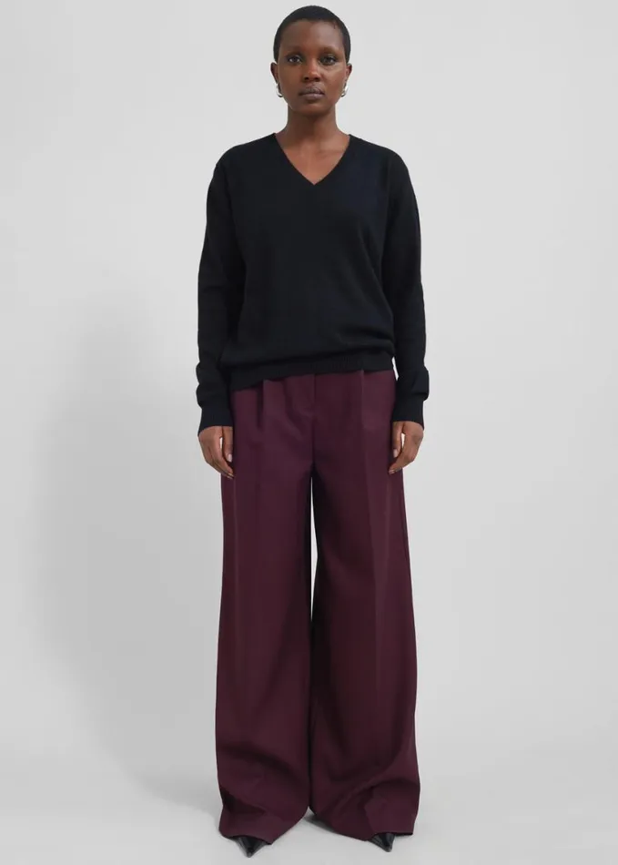 Clothing Women The Frankie Shop Kamila Wide Leg Trousers 8211 Burgundy