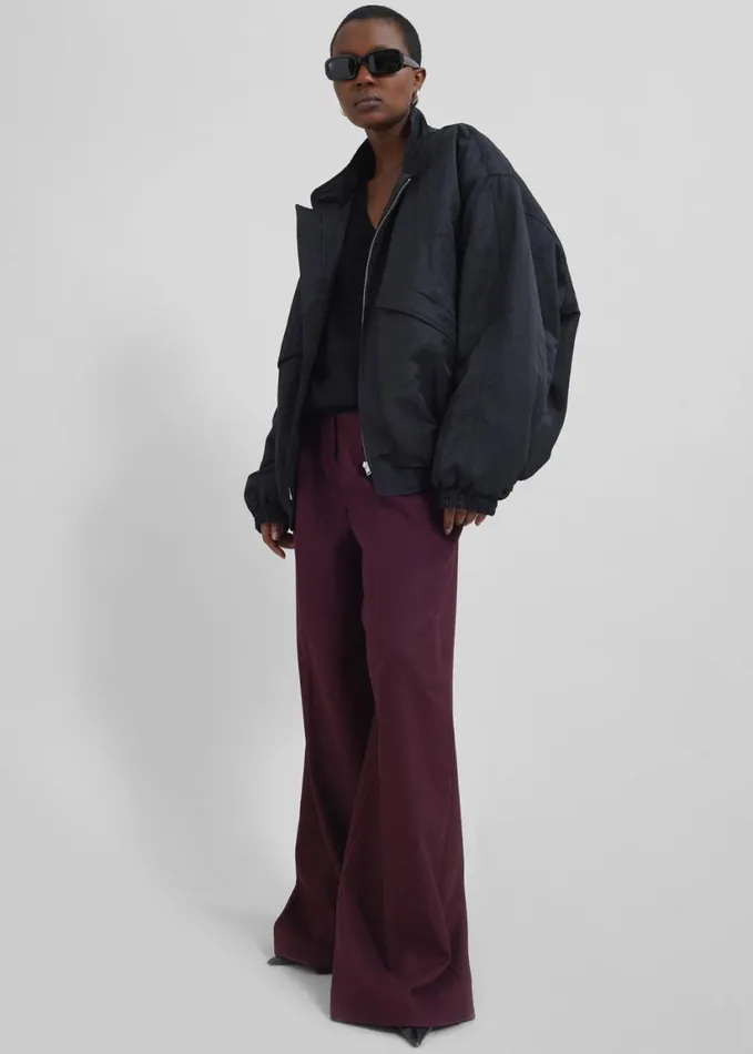 Clothing Women The Frankie Shop Kamila Wide Leg Trousers 8211 Burgundy