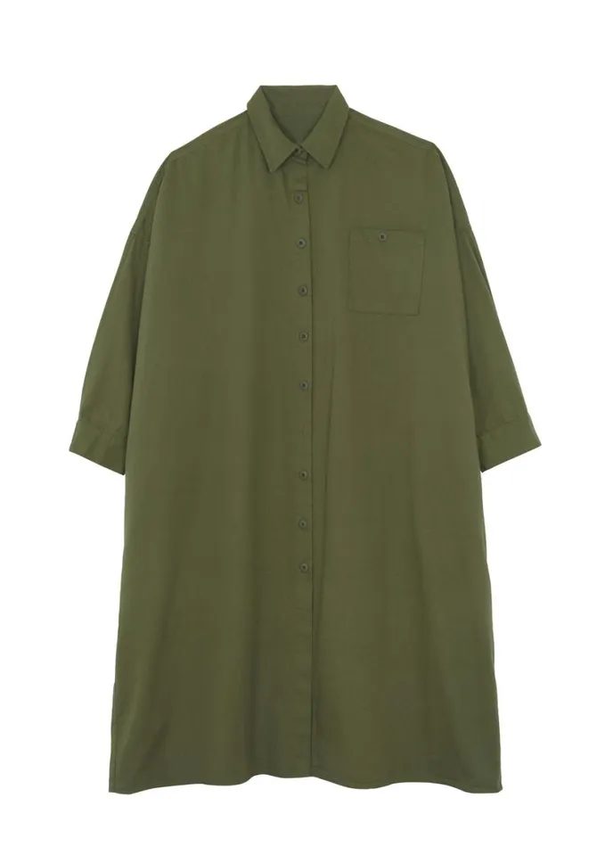 Clothing Women The Frankie Shop Kason Oversized Shirt Dress 8211 Dark Olive