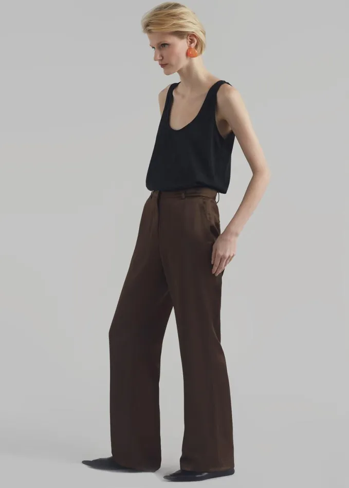 Clothing Women The Frankie Shop Kit Satin Trousers 8211 Brown