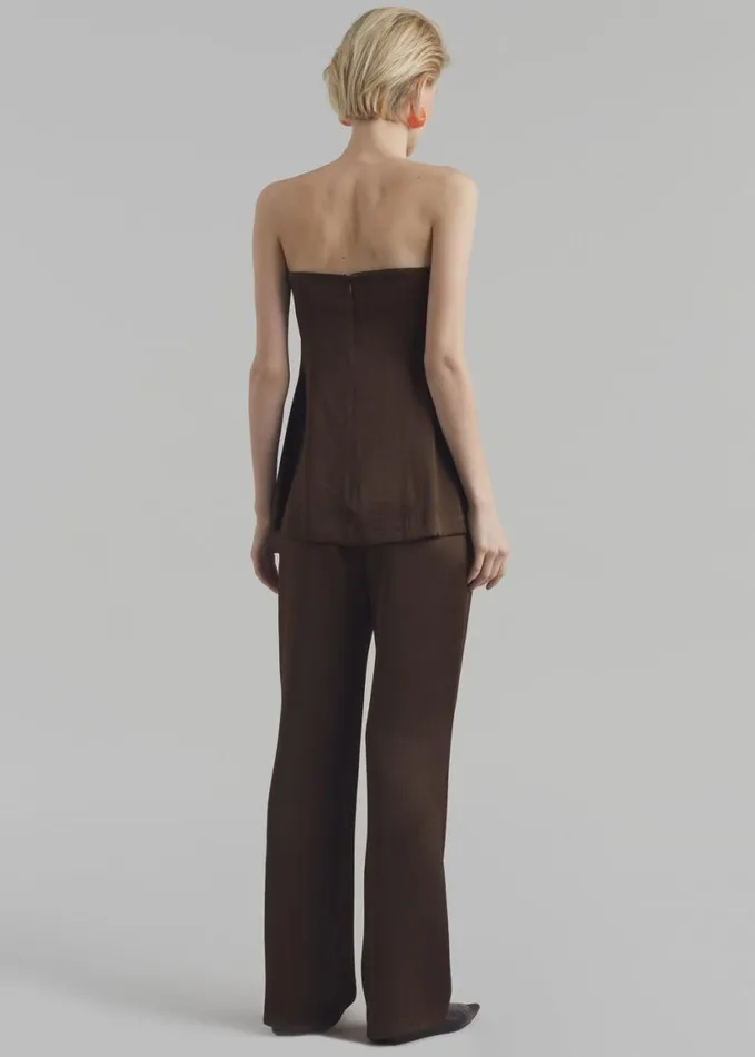 Clothing Women The Frankie Shop Kit Satin Trousers 8211 Brown