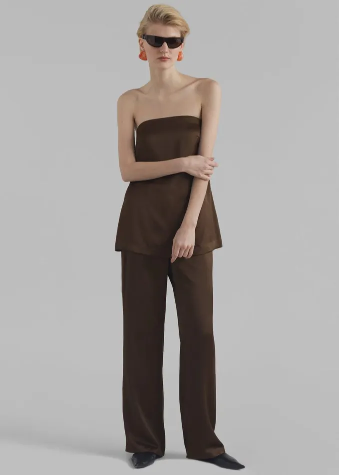 Clothing Women The Frankie Shop Kit Satin Trousers 8211 Brown