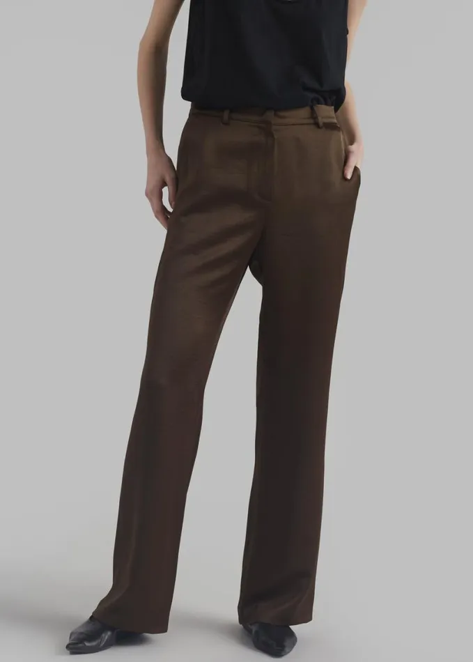 Clothing Women The Frankie Shop Kit Satin Trousers 8211 Brown