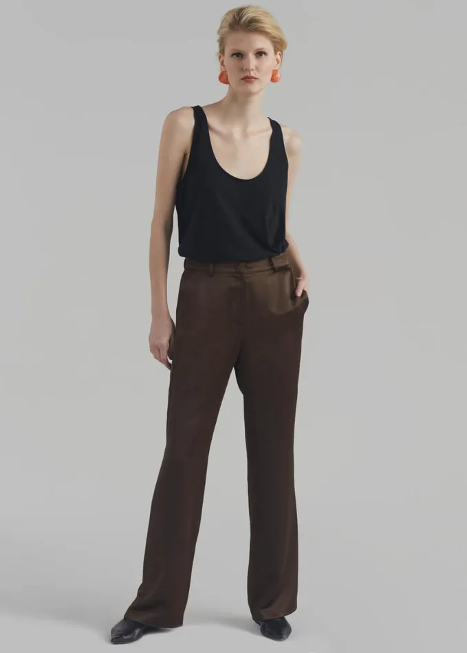 Clothing Women The Frankie Shop Kit Satin Trousers 8211 Brown