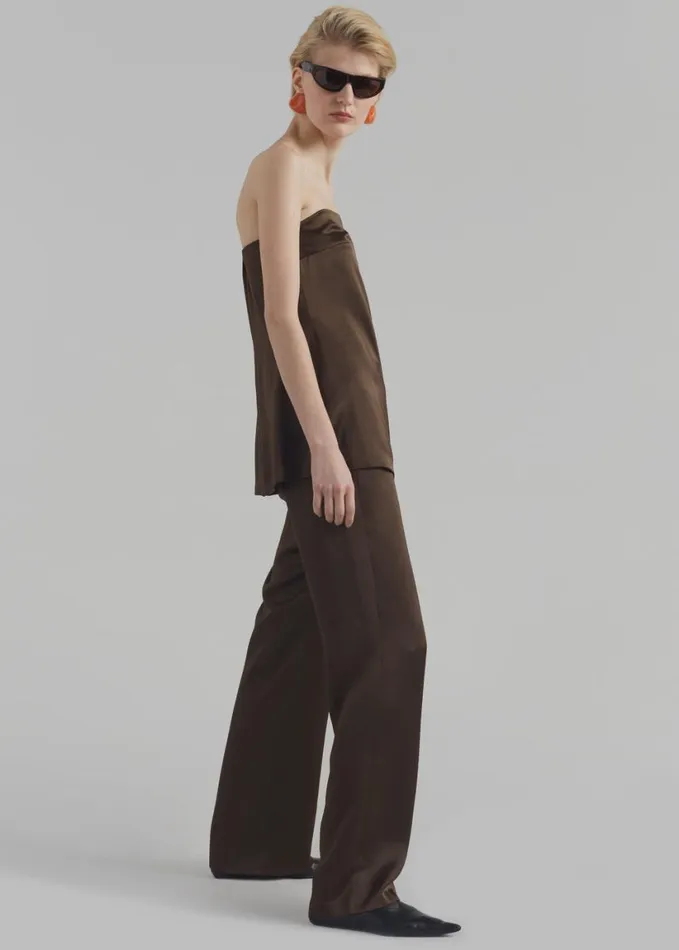 Clothing Women The Frankie Shop Kit Satin Trousers 8211 Brown