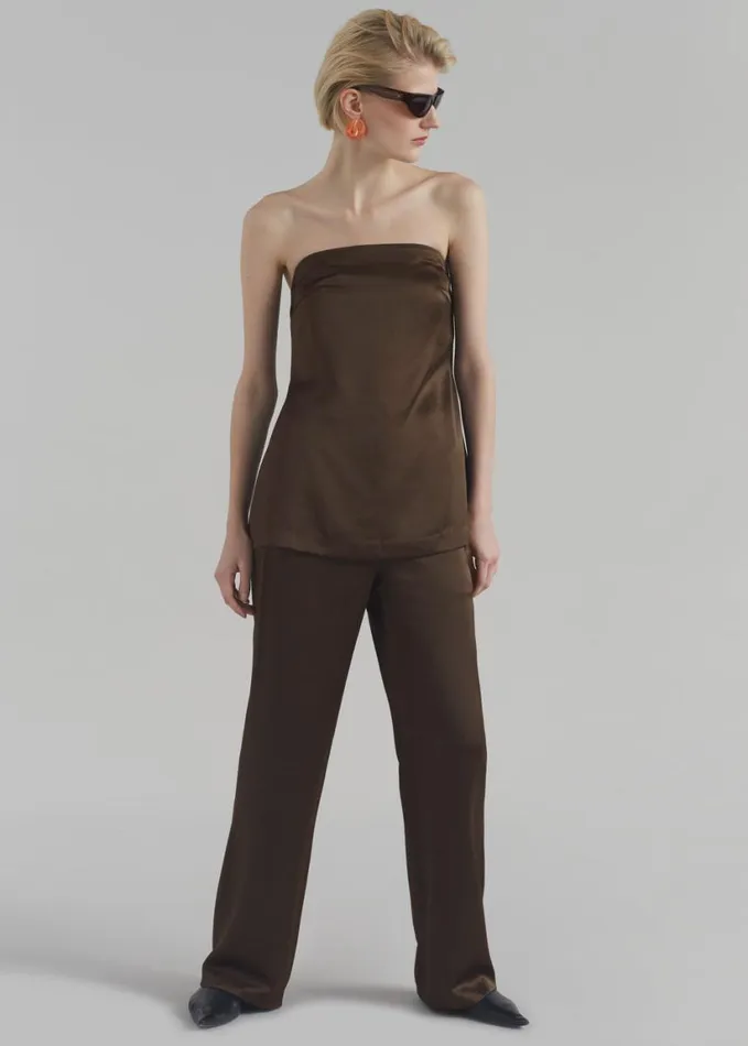 Clothing Women The Frankie Shop Kit Satin Trousers 8211 Brown