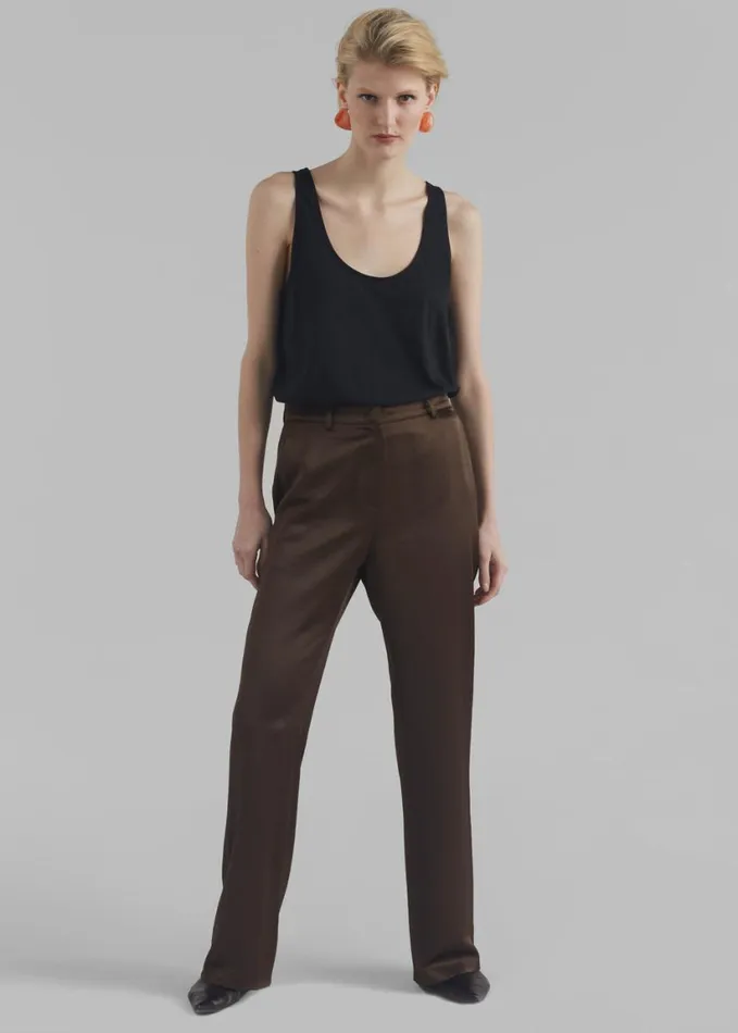 Clothing Women The Frankie Shop Kit Satin Trousers 8211 Brown