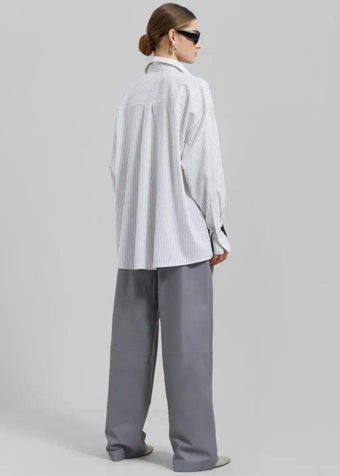 Clothing Women The Frankie Shop Leona Button Up Shirt 8211 WhiteGrey Stripe