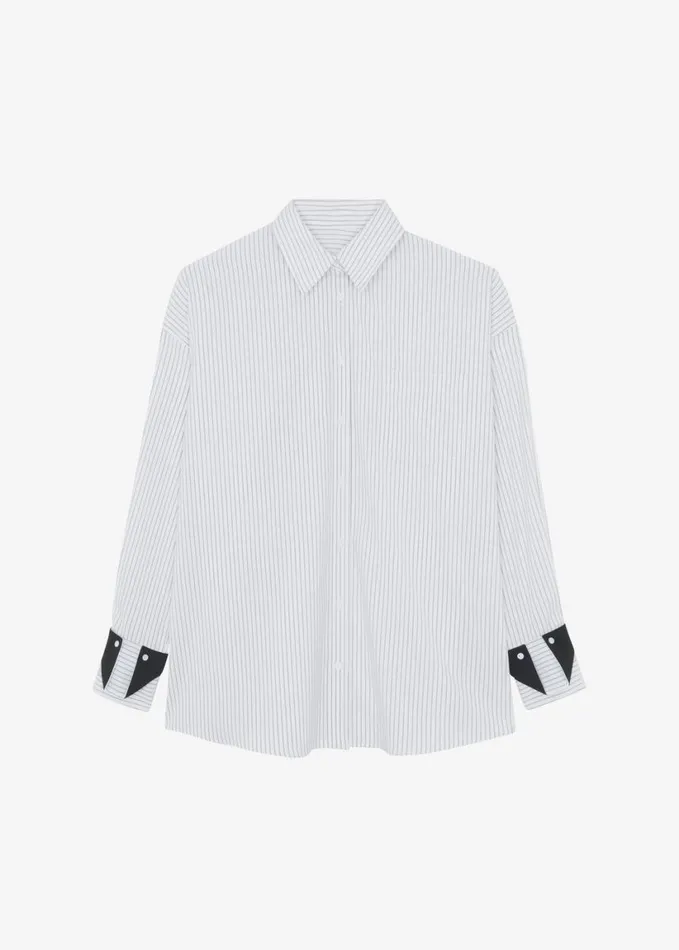 Clothing Women The Frankie Shop Leona Button Up Shirt 8211 WhiteGrey Stripe