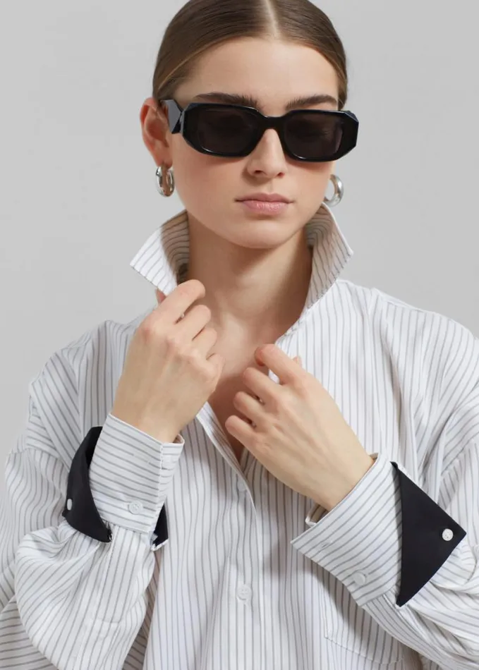 Clothing Women The Frankie Shop Leona Button Up Shirt 8211 WhiteGrey Stripe