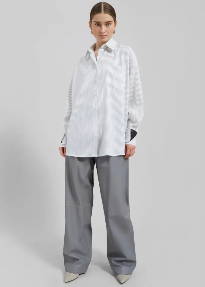 Clothing Women The Frankie Shop Leona Button Up Shirt 8211 WhiteGrey Stripe