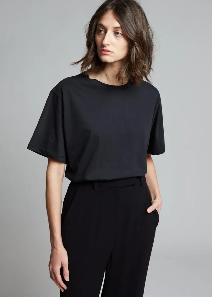 Clothing Women The Frankie Shop Lilou Simple Tee 8211 Black
