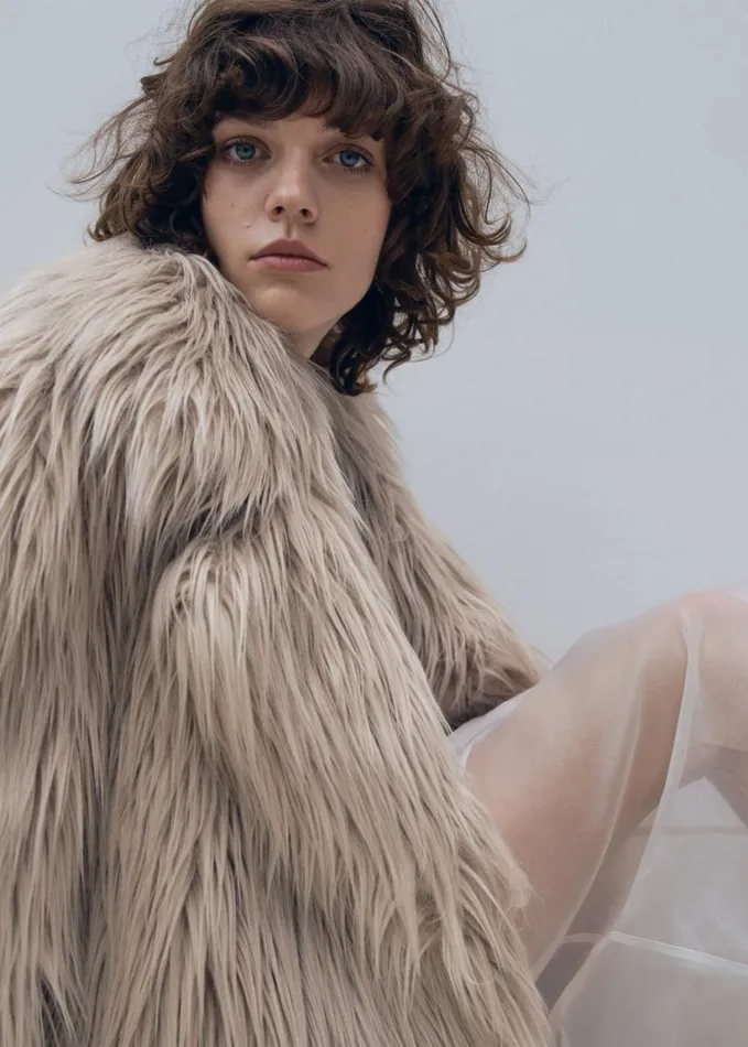 Clothing Women The Frankie Shop Liza Short Faux Fur Coat 8211 Grey