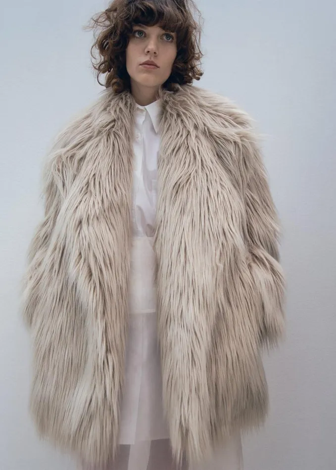 Clothing Women The Frankie Shop Liza Short Faux Fur Coat 8211 Grey