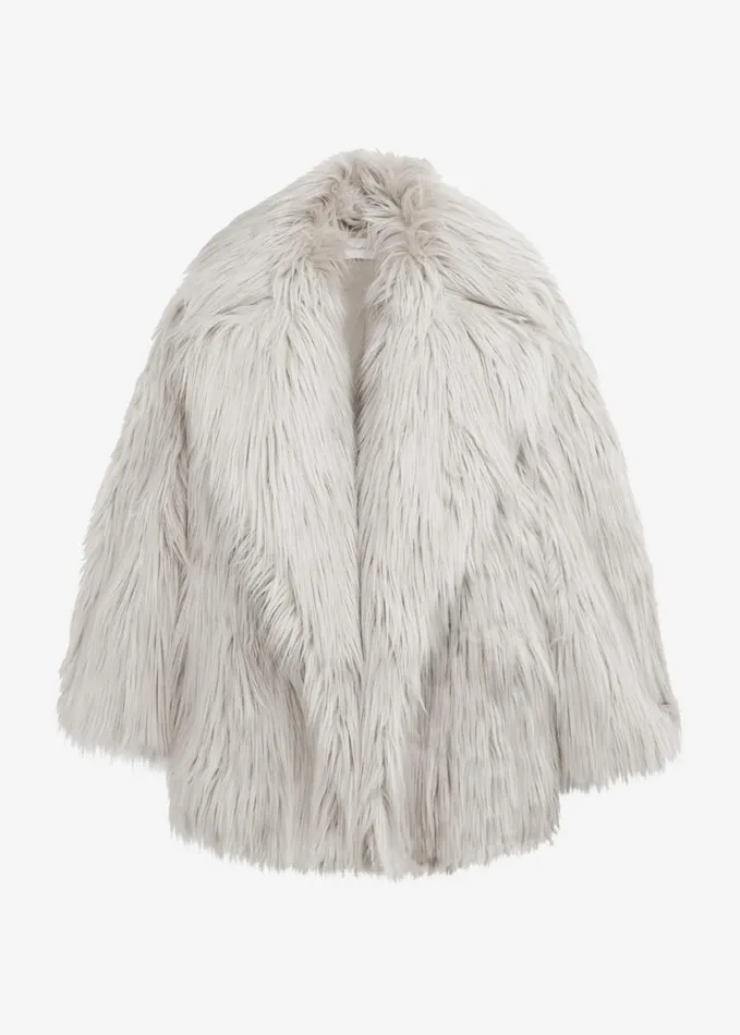 Clothing Women The Frankie Shop Liza Short Faux Fur Coat 8211 Grey