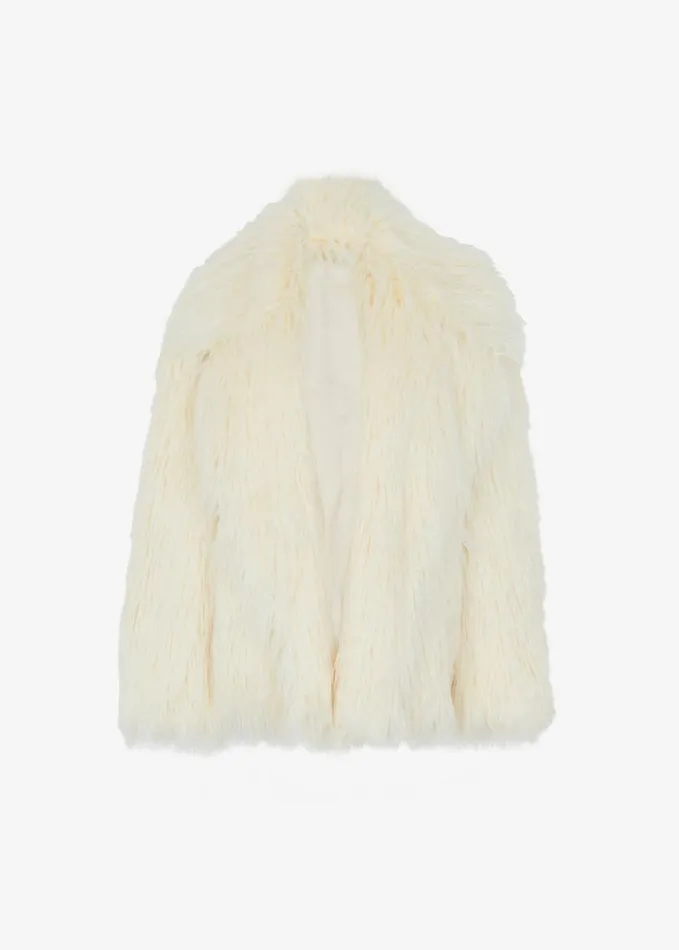 Clothing Women The Frankie Shop Liza Short Faux Fur Coat 8211 Off White