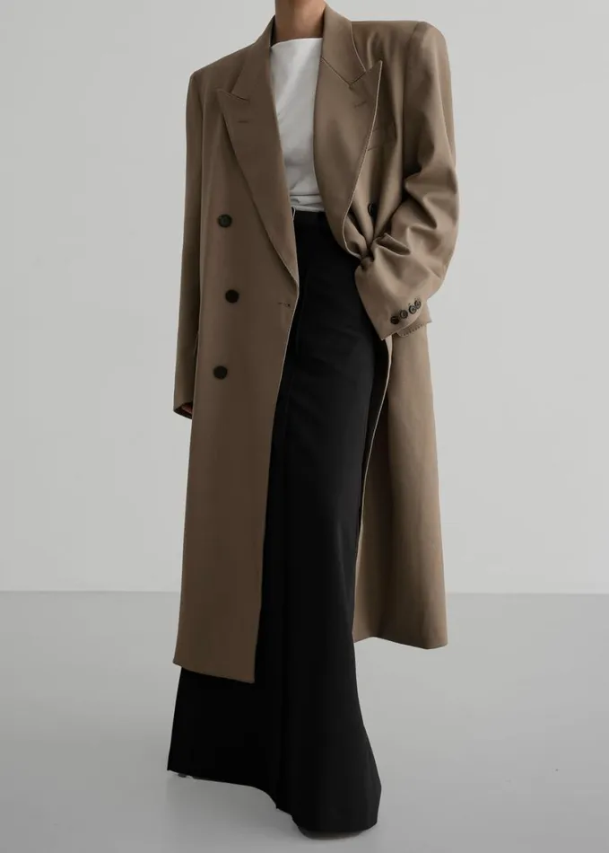 Clothing Women The Frankie Shop London Double Breasted Coat 8211 Taupe