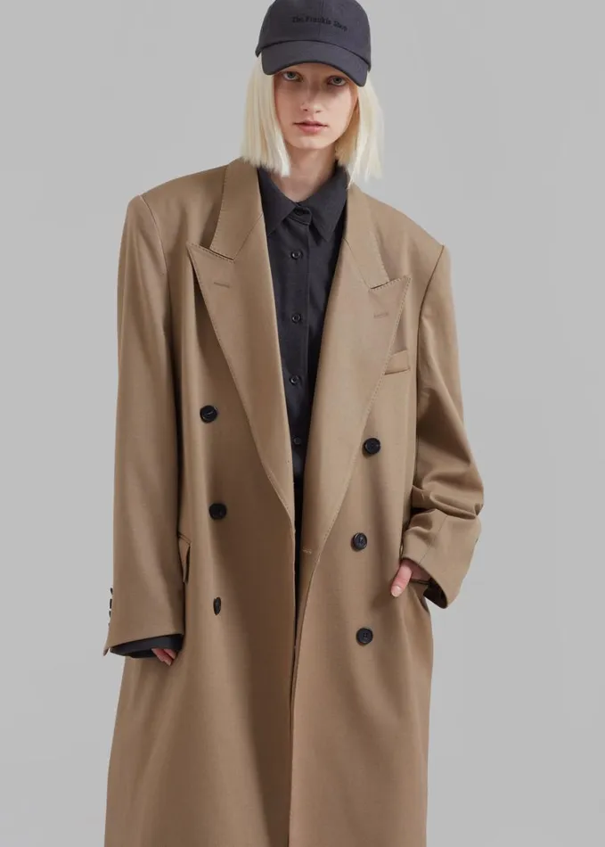 Clothing Women The Frankie Shop London Double Breasted Coat 8211 Taupe