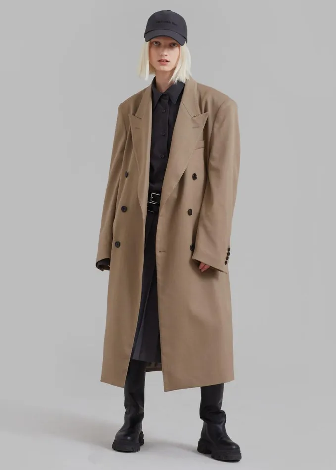 Clothing Women The Frankie Shop London Double Breasted Coat 8211 Taupe