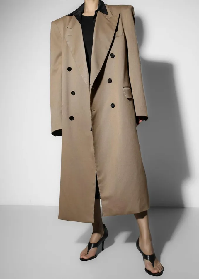 Clothing Women The Frankie Shop London Double Breasted Coat 8211 Taupe