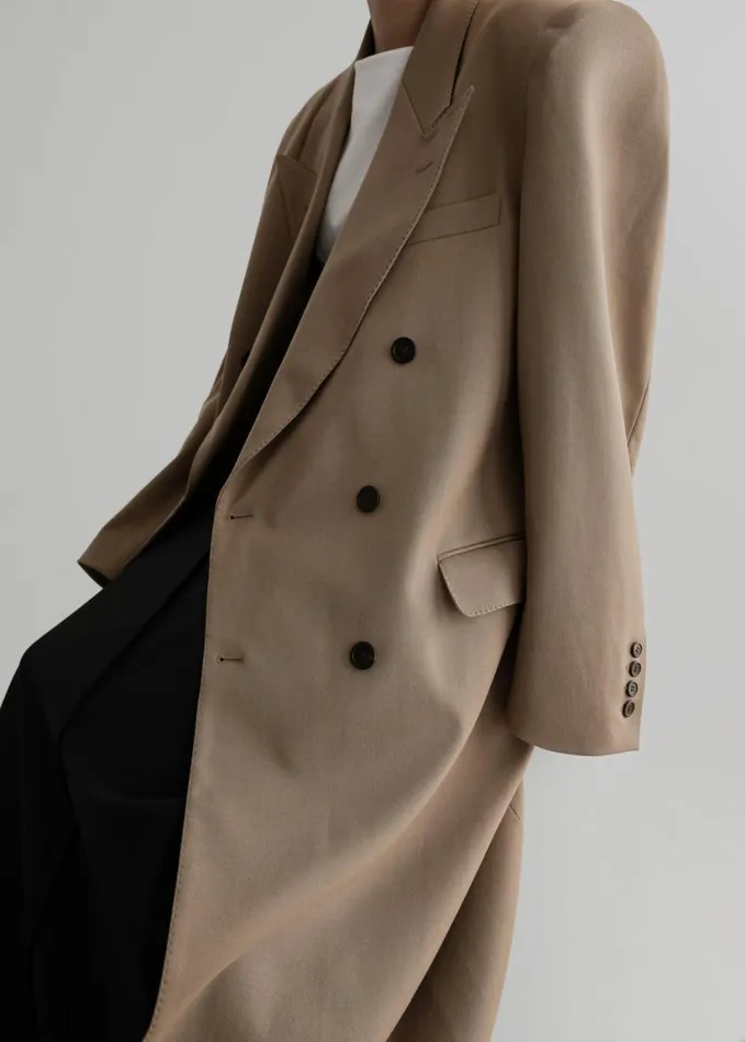 Clothing Women The Frankie Shop London Double Breasted Coat 8211 Taupe