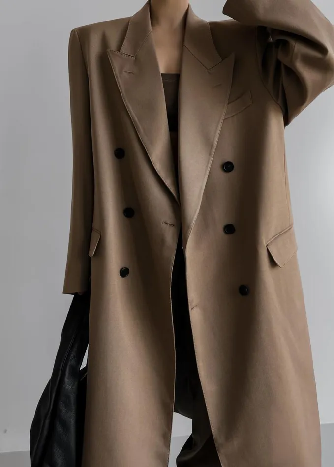 Clothing Women The Frankie Shop London Double Breasted Coat 8211 Taupe