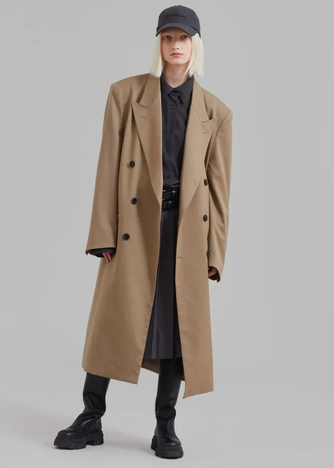 Clothing Women The Frankie Shop London Double Breasted Coat 8211 Taupe