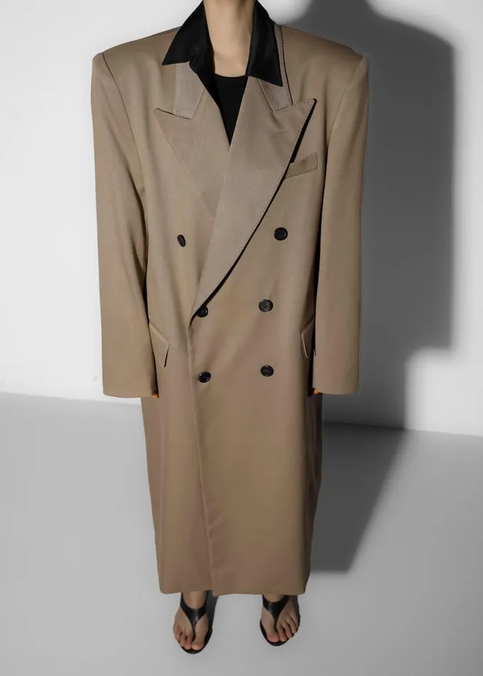 Clothing Women The Frankie Shop London Double Breasted Coat 8211 Taupe