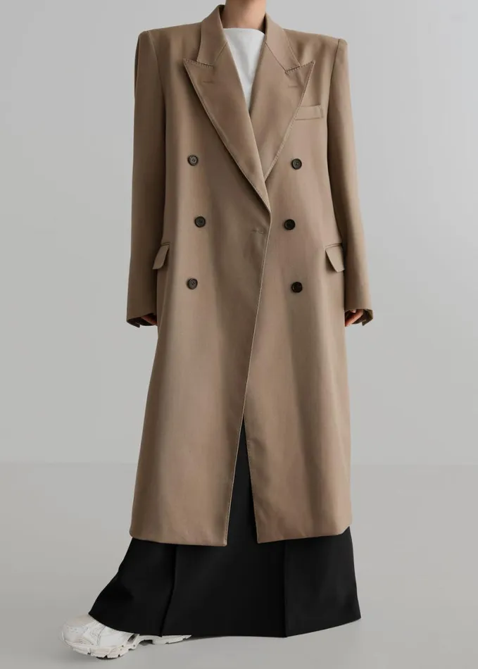 Clothing Women The Frankie Shop London Double Breasted Coat 8211 Taupe
