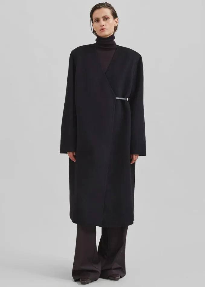 Clothing Women The Frankie Shop Loulou Studio Banie Long Coat 8211 Black